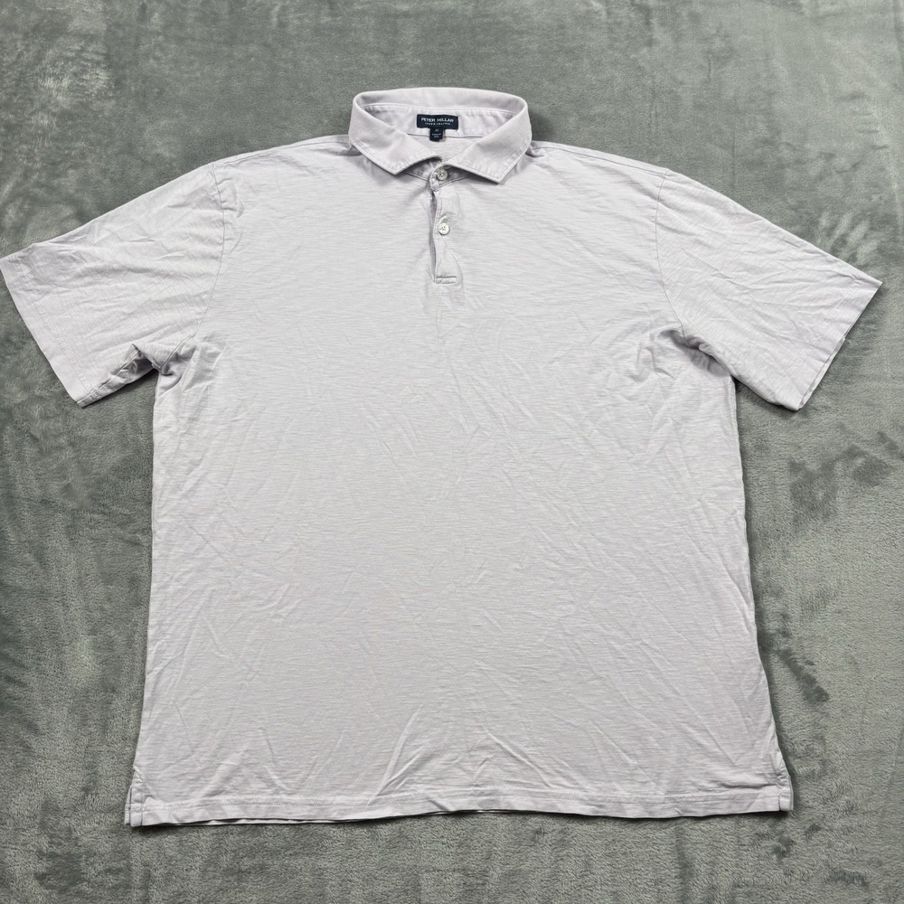 Peter Millar Crown Crafted Journeyman Shirt Mens XL Purple Pima Cotton Polo